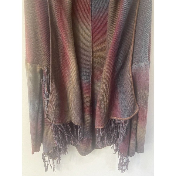 KAKTUS WATERFALL CARDIGAN WOMENS 2X3X FRINGE WARM BOHO SOUTHWESTERN OPEN SWEATER - Picture 5 of 12